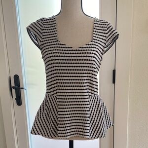Anthropologie Black and White Peplum Top